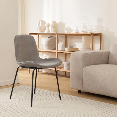 30% korting | Grijze eetkamerstoel | Velvet | Fluweel |, Huis en Inrichting, Stoelen, Eén, Grijs, Nieuw, Stof, Verzenden