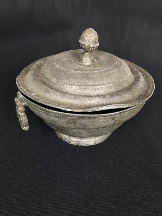 dekselvaas - Tin - Dekselvaas met dennenappe, Antiek en Kunst, Curiosa en Brocante