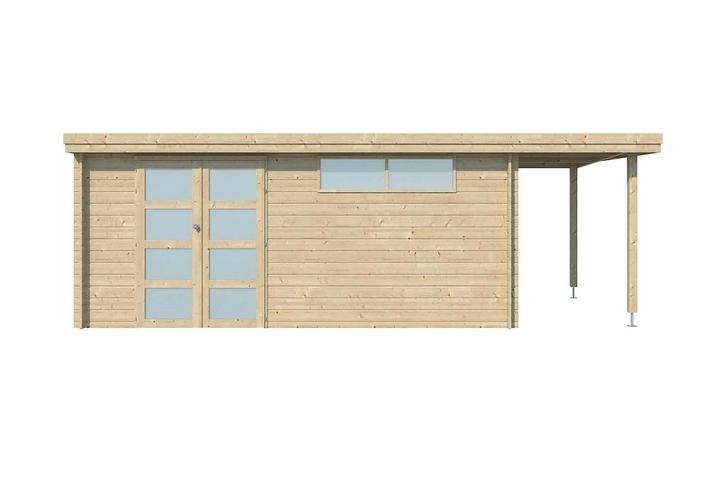 Woodlands Blokhut Oregon Met Overkapping 655 x 295 cm, Tuin en Terras, Tuinhuizen