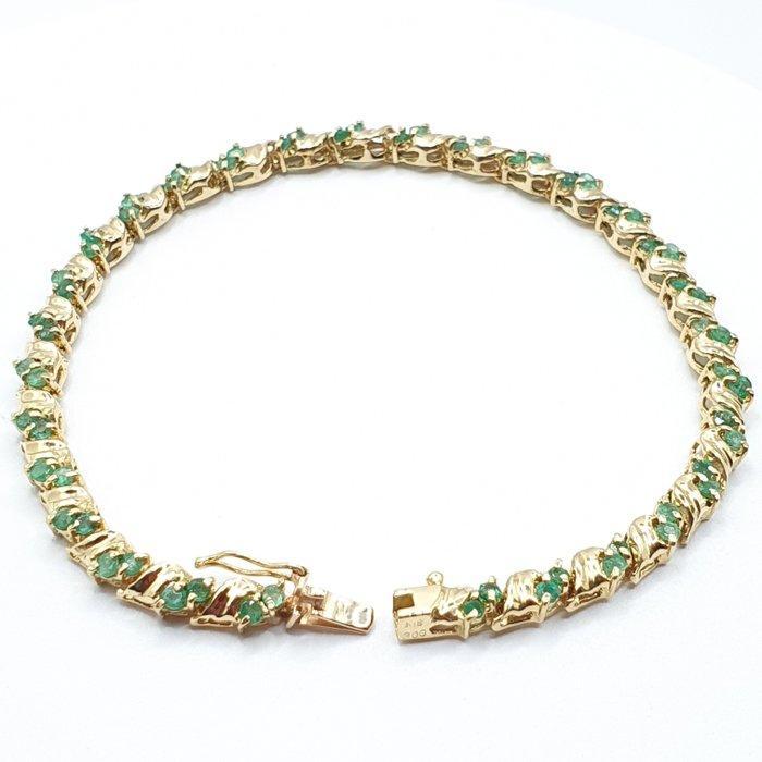 Armband - 18 karaat Geel goud - 3.00ct. tw. Smaragd, Sieraden, Tassen en Uiterlijk, Armbanden