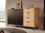 Meubella Dressoir 157x40x93 zwart eiken | Opbergkast, Huis en Inrichting, Kasten | Dressoirs, Verzenden, 150 tot 200 cm, Nieuw