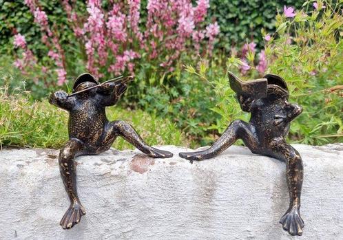 Beeldje - Zingende kikkers - Brons, Antiek en Kunst, Curiosa en Brocante