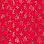 Inpakpapier Kerstbomen Goud Metallic - Breedte 30 cm - m, Ophalen of Verzenden, Nieuw, Overige typen
