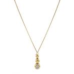 Gouden choker met diamant hanger 46 cm 14 karaat, Met hanger, Verzenden, Wit, Zo goed als nieuw