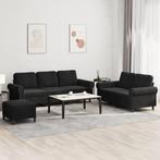 vidaXL 3-delige Loungeset met kussens fluweel zwart, Verzenden, Nieuw, Vierpersoons of meer, Stof