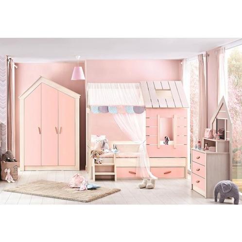 Cento Pink | bedhuisje - 3 deurs kledingkast - boekenkast, Kinderen en Baby's, Kinderkamer | Complete kinderkamers, Meisje, Nieuw