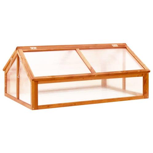 vidaXL Broeikas 114x80x50 cm vurenhout bruin, Tuin en Terras, Kassen, Nieuw, Verzenden