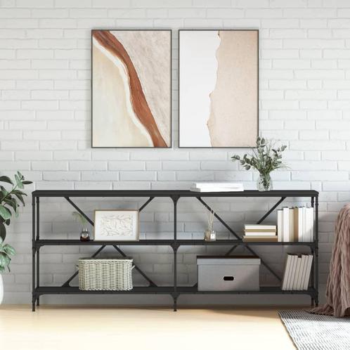 vidaXL Wandtafel 180x30x75 cm bewerkt hout en ijzer zwart, Huis en Inrichting, Tafels | Bijzettafels, Nieuw, Verzenden