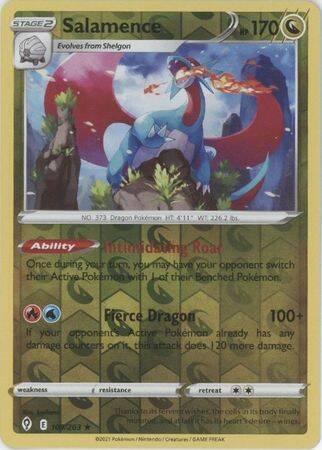 salamence 109/203 reverse holo evolving skies, Hobby en Vrije tijd, Verzamelkaartspellen | Pokémon, Losse kaart, Nieuw, Foil, Ophalen of Verzenden