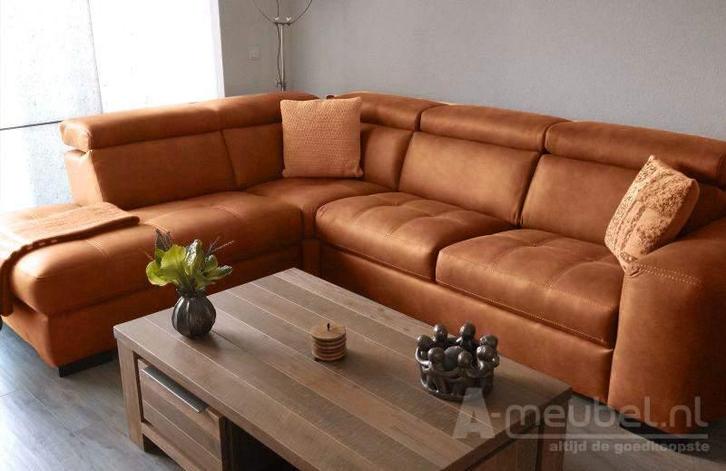 Hoekbank Harderwijk - hoekbanken - Cognac, Huis en Inrichting, Banken | Sofa's en Chaises Longues, Nieuw, Stof