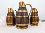 3 Pichets à cidre en bois et laiton signé Gérard Lafitte, Antiek en Kunst