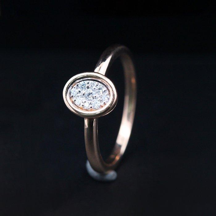 Ring - 18 karaat Roségoud - 0.12ct. tw. Diamant (Natuurlijk), Sieraden, Tassen en Uiterlijk, Ringen