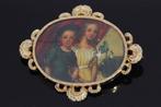 Broche - 14 karaat Geel goud - Parelmoer portret