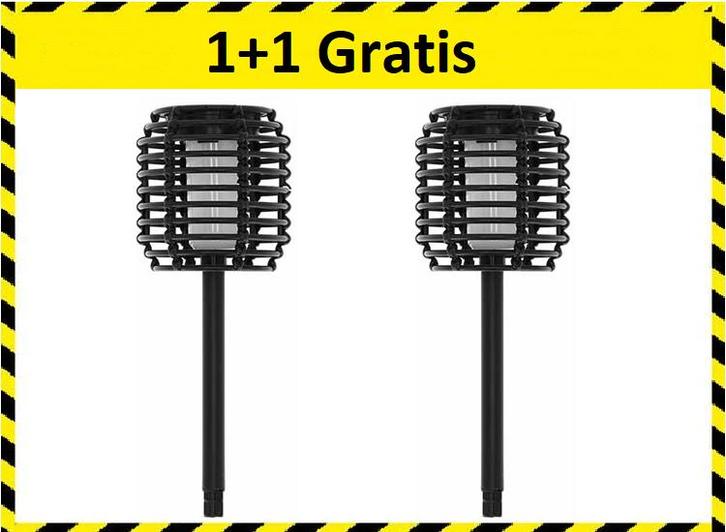 JENS Living Solar Tuinfakkel - Zwart  1+1 Gratis, Tuin en Terras, Buitenverlichting, Nieuw, Verzenden