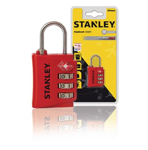 Stanley 3 Cijfer Hangslot Rood – 30mm beugel - S742-055, Doe-het-zelf en Verbouw, Hang- en Sluitwerk, Nieuw, Verzenden