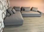 Hoekbank Niella donker grijs luxe stof Eco bankstel kussens, Ophalen, 100 tot 125 cm, Hoekbank, Luxe stof Eco
