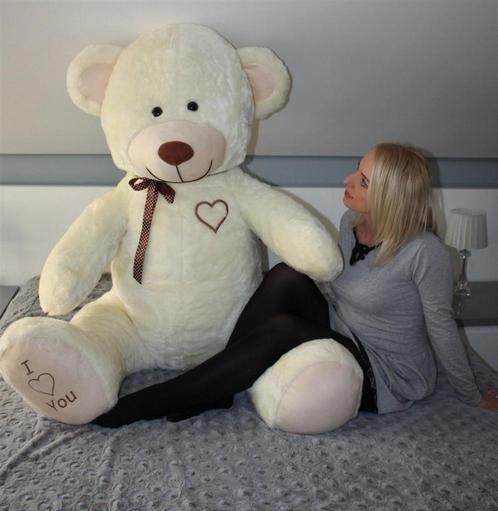 Enorme crème knuffelbeer 190 cm met I love you - Perfec.., Kinderen en Baby's, Speelgoed | Knuffels en Pluche, Nieuw, Ophalen of Verzenden