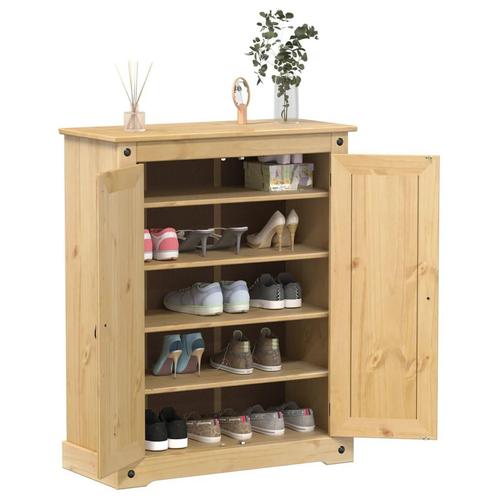 vidaXL Schoenenkast Corona 86x38,5x108 cm massief grenenhout, Huis en Inrichting, Kasten | Schoenenrekken, Nieuw, Verzenden
