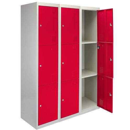 3 x Lockerkast Metaal - Rood - Driedeurs - Flatpack - Per, Zakelijke goederen, Kantoor en Winkelinrichting | Magazijn, Stelling en Opslag