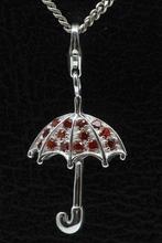 Zilveren Paraplu rood/wit hanger en/of bedel, Verzenden, Nieuw
