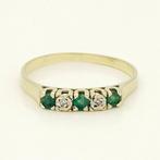 Ring - 14 karaat Geel goud - Diamant - Smaragd, Nieuw