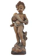 Snijwerk, Holzfigur - farbiger Gloria Engel - Handarbeit -, Antiek en Kunst
