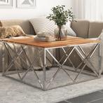 vidaXL Salontafel roestvrij staal en massief acaciahout, Huis en Inrichting, 100 tot 150 cm, 50 tot 75 cm, Verzenden, Nieuw