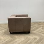 fauteuil (hxbxd) 67x103x87 cm, taupe - bruin leer, Huis en Inrichting, Ophalen of Verzenden, Gebruikt, Leer, Eén