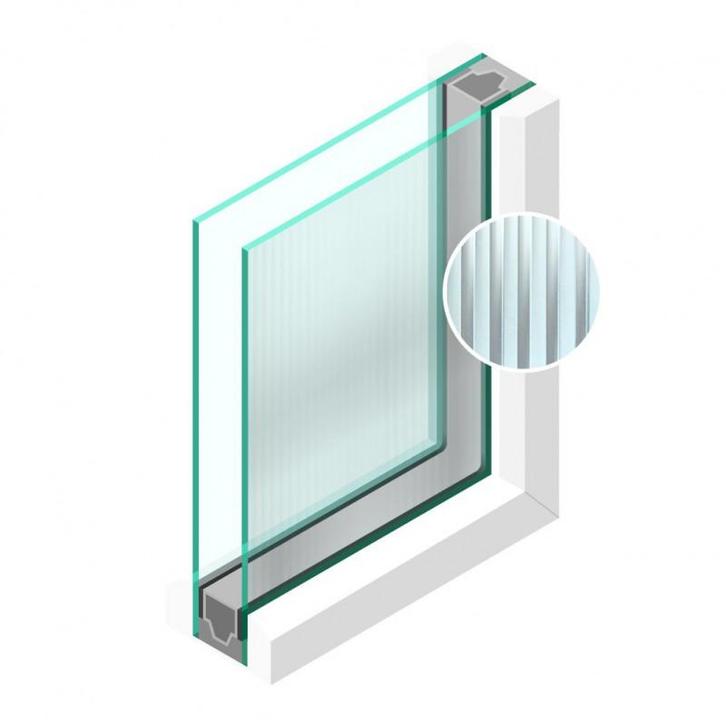Dubbel glas Figuur Canale mat blank 4mm - sp - 4mm, Doe-het-zelf en Verbouw, Glas en Ramen, Ophalen of Verzenden