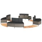 vidaXL Hottub-ombouw poly rattan massief acaciahout grijs, Tuin en Terras, Verzenden, Nieuw