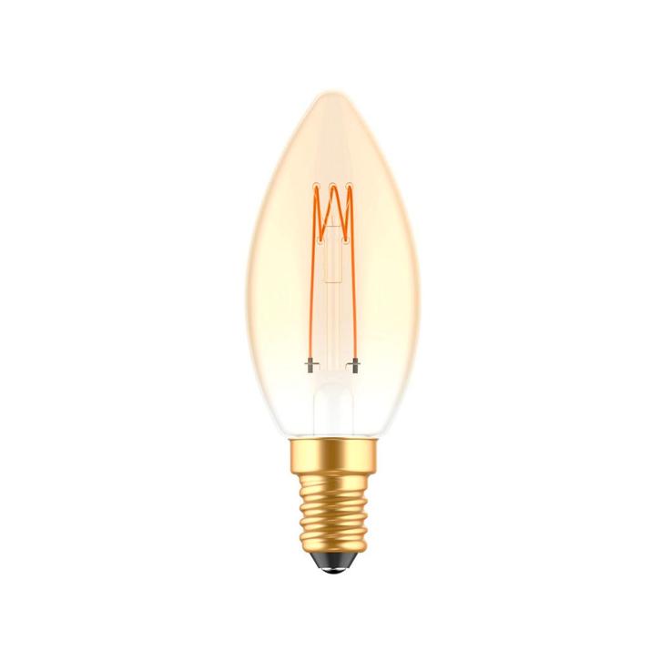 LED kaarslamp E14 dimbaar goud 1800K - gloeilamp design - he, Huis en Inrichting, Lampen | Overige, Nieuw, Verzenden
