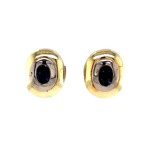 Gouden creolen met saffier 14 krt, Sieraden, Tassen en Uiterlijk, Oorbellen, Nieuw, Ophalen of Verzenden