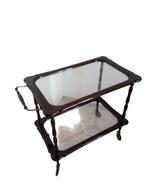 Serveerwagen - Glas, Hout, Metaal, Rubber - Serveertafel van