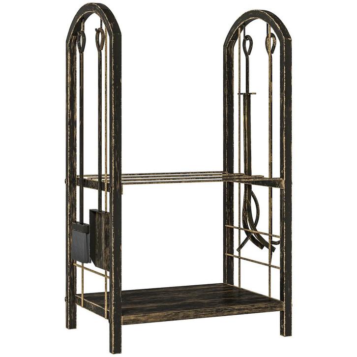 Brandhoutrek Voor Binnen 43 X 30 X 74cm 2 Niveaus Brandhoutr, Huis en Inrichting, Haarden, Nieuw, Verzenden