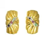 Oorbellen - 18 karaat Geel goud Robijn - Saffier, Sieraden, Tassen en Uiterlijk, Oorbellen, Nieuw