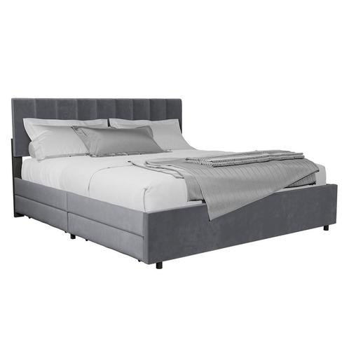 Gestoffeerd Bed Soria - 180 x 200 cm - Donkergrijs - Incl. B, Huis en Inrichting, Slaapkamer | Bedden, Nieuw, Verzenden