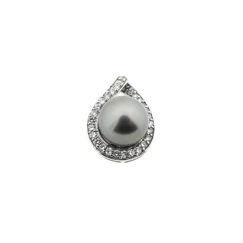 8 Krt. Hanger met tahiti parel en zirconia (8 karaat, 333), Sieraden, Tassen en Uiterlijk, Antieke sieraden, Met edelsteen, Goud