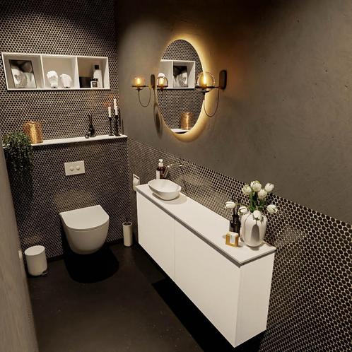 MONDIAZ FOWY toiletmeubel 120cm kleur talc. Waskom positie, Doe-het-zelf en Verbouw, Sanitair, Bad, Nieuw, Ophalen of Verzenden
