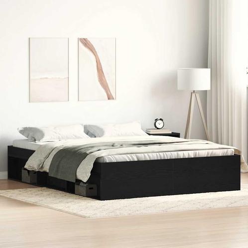 vidaXL Bedframe zonder matras 150x200 cm bewerkt hout zwart, Huis en Inrichting, Slaapkamer | Bedden, Overige maten, 200 cm, Bruin