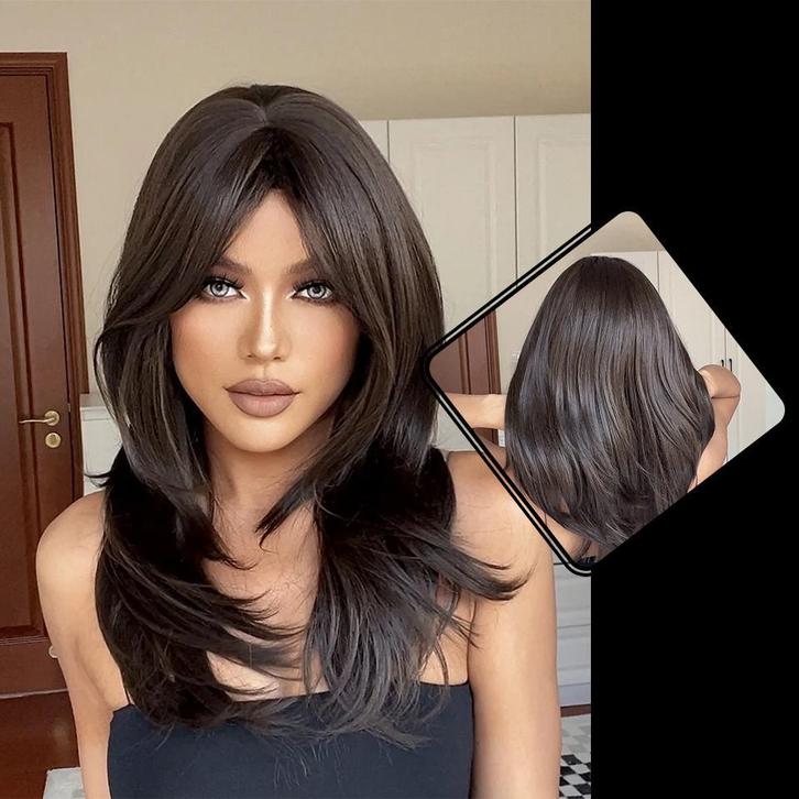 Pruik bruin - Dames pruiken half lang - 60 cm - NIEUW, Sieraden, Tassen en Uiterlijk, Uiterlijk | Haarverzorging, Nieuw, Pruik of Haarverlenging