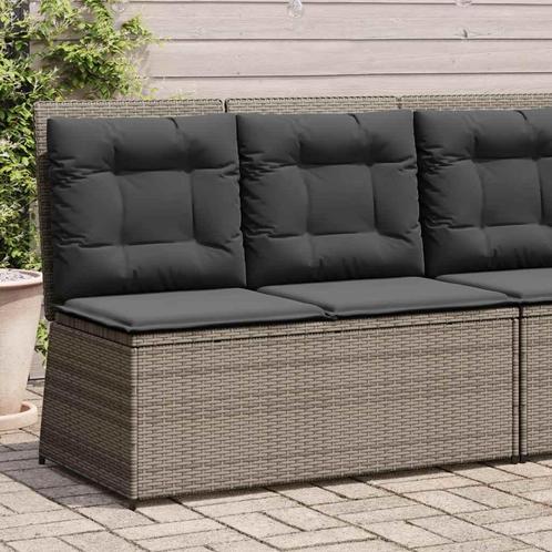 vidaXL Tuinbankje verstelbaar met kussens poly rattan grijs, Tuin en Terras, Tuinsets en Loungesets, Nieuw, Rotan, Verzenden