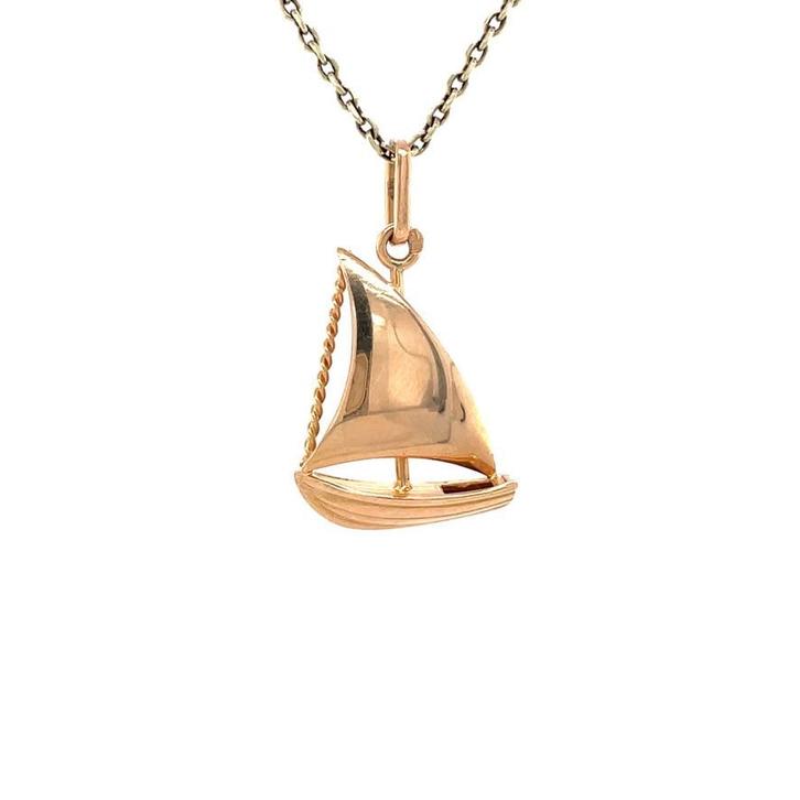 Gouden vintage zeilboot hanger 18 kt, Sieraden, Tassen en Uiterlijk, Kettinghangers, Nieuw, Ophalen of Verzenden
