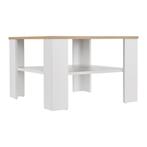 Houten Salontafel - 60 x 60 cm - Wit / Houtkleur - 2 Niveaus, Huis en Inrichting, Tafels | Salontafels, Verzenden, Nieuw