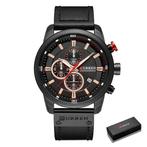 Luxe Horloge voor Heren met Leren Band - Kwarts Sport, Verzenden, Nieuw, Curren
