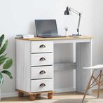 vidaXL Bureau met lade ASKIM Wit 95 x 40 x 75 cm Massief, Huis en Inrichting, Bureaus, Verzenden, Nieuw