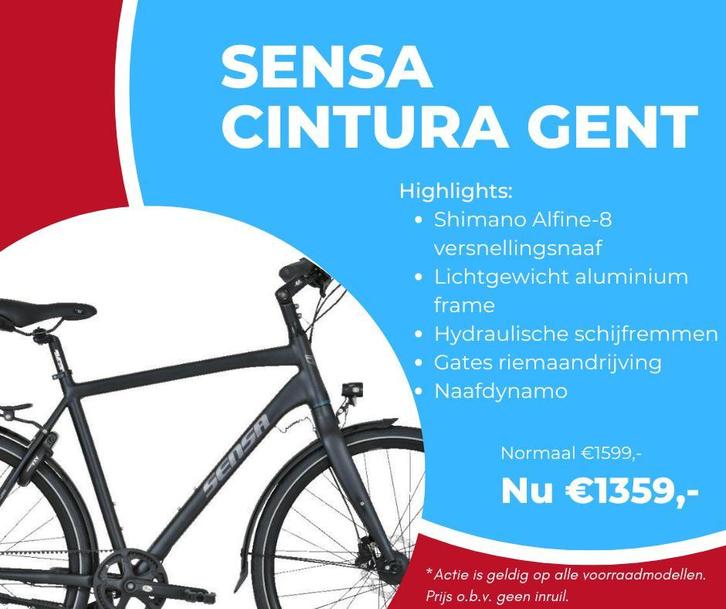 AANBIEDING: Sensa Cinturato fiets heren met riem, Fietsen en Brommers, Fietsen | Heren | Herenfietsen, Nieuw, 57 tot 61 cm, Versnellingen