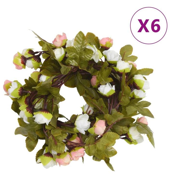 vidaXL Kerstslingers met bloemen 6 st 215 cm, Hobby en Vrije tijd, Feestartikelen, Nieuw, Verzenden