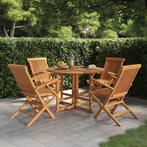 vidaXL 5-delige Tuinset inklapbaar massief teakhout, Tuin en Terras, 5 zitplaatsen, Verzenden, Teakhout, Nieuw