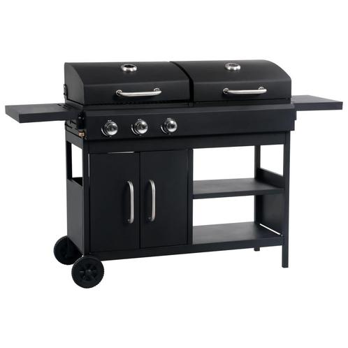 vidaXL Gas-/houtskoolbarbecue met 3 branders, Tuin en Terras, Houtskoolbarbecues, Nieuw, Verzenden