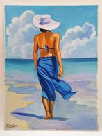 Yuri Denissov - Fille marchant le long du rivage. Œuvre, Antiek en Kunst